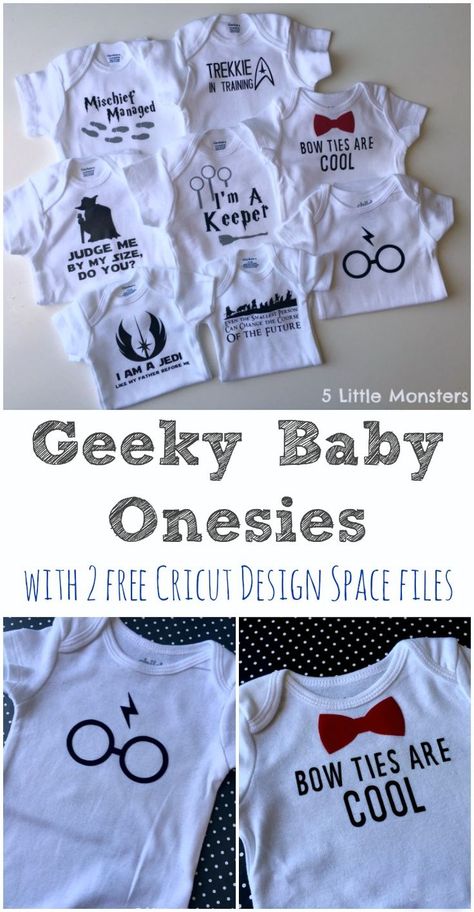 Ideas for geeky baby onesies including 2 free Cricut Design Space cut files, one Harry Potter and one Doctor Who. Baby Onsies Ideas, Onesie Ideas, Cricut Baby, Harry Potter Baby, Free Cricut, Free Cut Files, Baby Boy Onesies, Boy Onesie, Baby Diy