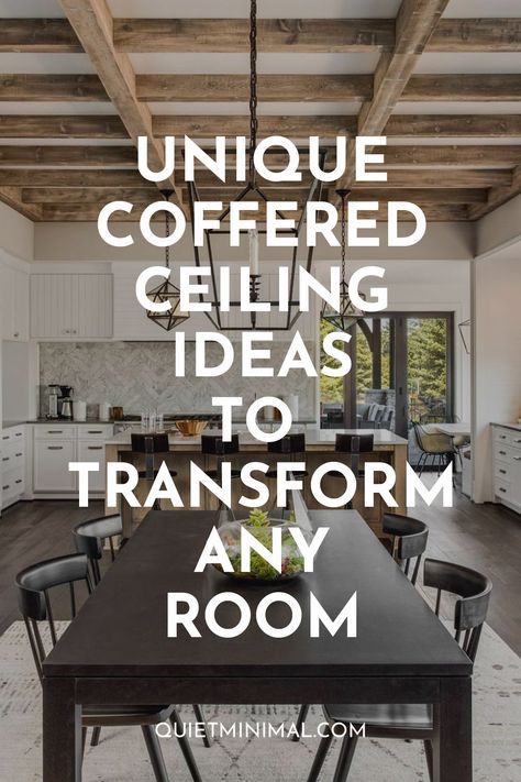 Add a stylish touch to your room with a coffered ceiling! With multiple materials like wood, plaster, stone, metal, and fabric, you can create a one-of-a-kind look. Coffered Ceiling Ideas Living Room, Faux Coffered Ceiling, Wood Coffered Ceiling, Diy Coffered Ceiling, Coffered Ceiling Ideas, Ceiling Ideas Living Room, Ceiling Makeover, Coffer Ceiling, Coffered Ceiling Design