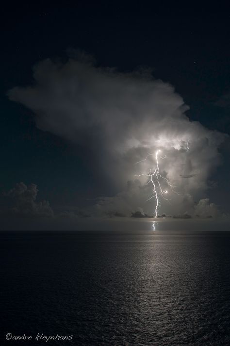 Ocean Lightning by Andre Kleynhans Lightning Ocean, Iphone Wallpaper Music, No Bad Days, Lightning Storm, Rainy Night, Lightning Strikes, Storm Clouds, Gods Creation, Modern Vibe