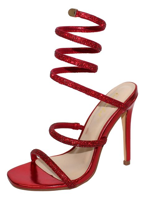 PRICES MAY VARY. Synthetic Rubber sole Women's Formal Rhinestone Coil Spiral Ankle Wrap Strap High Stiletto Heels . Red Sparkly Heels, Stilletos Heels, Butterfly Heels, Strap High Heels, Sandals High Heels, Crystal Heels, Beautiful Heels, Ankle Strap High Heels, High Heels Sandals