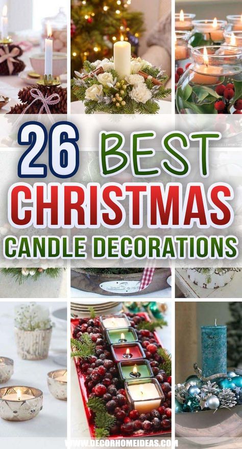 Candle Centerpieces Christmas, Christmas Candle Centerpieces, Christmas Candle Holders Diy, Christmas Candleholders, Christmas Candle Crafts, Christmas Candle Rings, Christmas Candle Centerpiece, Xmas Centerpieces, Christmas Candlesticks