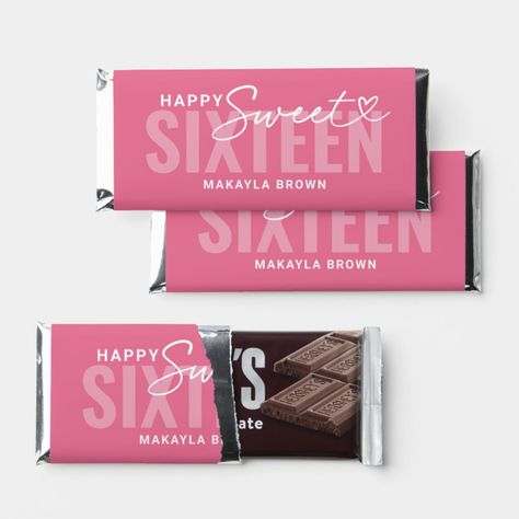 Sweet Sixteen Centerpieces, Celebration Invitations, Sweet Sixteen Favors, Sweet 16 Party Favors, Birthday 12, Sweet 16 Themes, Pink Favours, Milestone Birthday Party, Hershey Chocolate Bar