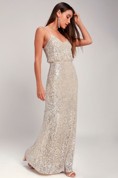 Silver sequin bridesmaid dress