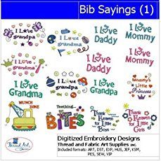 Embroidery Collections Bib Sayings, I Love Mommy, Digitized Embroidery Designs, Embroidery Design Sets, Machine Pattern, Learn Embroidery, Free Machine Embroidery Designs, Free Machine Embroidery, Machine Embroidery Patterns