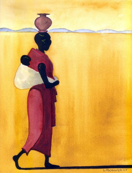 African Drawings, Africa Art Design, African Artwork, African Women Art, Pole Art, African Paintings, Afrikaanse Kunst, Watercolor Art Paintings, African Art Paintings