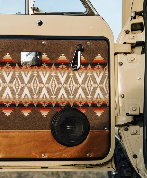 Cowboy Truck Interior, Mexican Blanket Car Interior, Chevy Truck Interior Ideas, Western Headliner Truck, Truck Headliner Ideas Western, Old Truck Accessories, Subaru Interior Ideas, Country Truck Interior Ideas, Custom Truck Interior Ideas