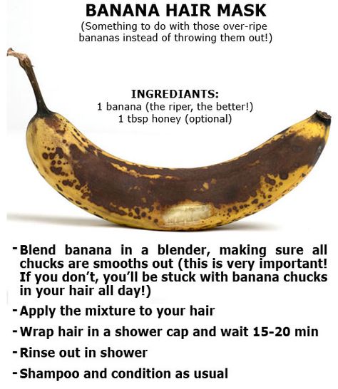 BANANA HAIR MASK - So easy! Something to do with those over-ripe bananas instead of throwing them out! Bananas contain potassium, which strengthens and fixes damaged hair without weighing it down. Remedies For Damaged Hair, Hair Repair Diy, Hair Masks For Dry Damaged Hair, Banana Mask, Banana Hair Mask, Homemade Hair Treatments, Hair Nutrients, Homemade Hair Mask, Fruit Smoothie Recipes Healthy