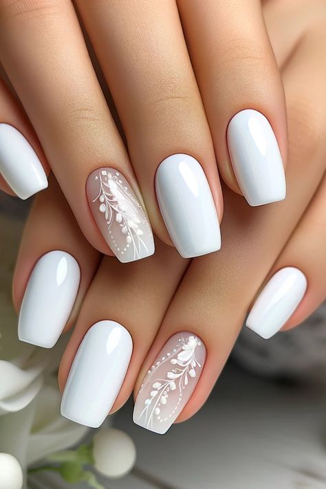 43 Wedding Nails That'll Have You Saying "I Do" Pre Wedding Nails, Elegant White Nails, Gel Ideas, Bridal Nails Designs, Graduation Nails, Wedding Nail, Wedding Nails Design, Nail Art Wedding, Bride Nails