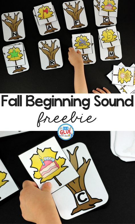 Fall Literacy Centers, Fall Centers, Free Printable Kindergarten, Literacy Centers Kindergarten, Fall Lessons, Printable Kindergarten, Kindergarten Ela, Initial Sounds, Fall Kindergarten