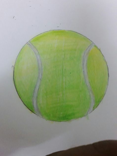 Tennis ball Pencil colour drawing by Viraj Tennis Ball Painting, Tennis Ball Drawing, Pencil Colour Drawing, Tennis Drawing, Senior Jeans, Fruit Crafts, Colour Drawing, Ball Drawing, Drawing Things