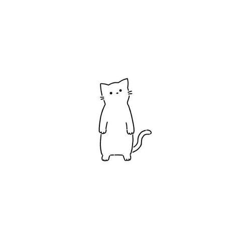 Small Cute Cat Drawings, Cute Tiny Cat Drawing, Cute Cat Tattoo Small Simple, Tiny Cat Outline Tattoo, Small Tattoos Of Cats, Cat Tattoo Tiny, Animated Cat Tattoo, Doodle Cat Tattoo, Minimalistic Cat Drawing