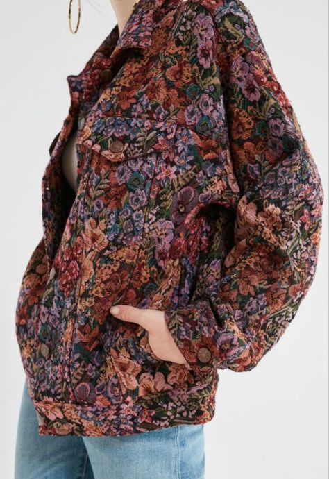 Grandma Blanket, Blanket Jacket, Mode Hippie, Floral Jacquard, Trucker Jacket, Up Girl, Mode Inspiration, Dream Clothes, Passion For Fashion