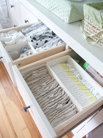 hemnes drawers with kompliment organizers from IKEA Hemnes Nursery Dresser Organization, Organize Nursery Drawers, Ikea Hemnes Nursery Organization, Nursery Drawer Organizer, Hemnes Nursery Organization, Ikea Dresser Nursery Organization, Ikea Hemnes Dresser Nursery Organization, Newborn Drawer Organization, How To Organize Nursery Dresser