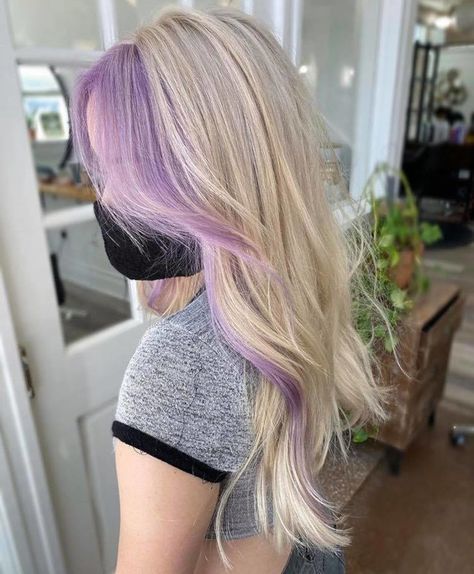 Blonde Hair With Color Ideas Dyes, Blonde Hair With Fantasy Color, Fantastic Hair Color, Colors To Dye Your Hair Blonde, Funky Hair Colors For Blondes, Blonde And Colored Hair Ideas, Blonde Fun Hair Color, Platinum Blonde Hair With Color Streaks, Fun Hair Colour Ideas For Blondes