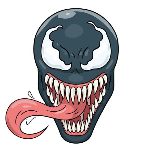 Venom Drawing Easy, Cartoon Venom, How To Draw Venom, Bape Cartoon, Half Face Drawing, Venom Drawing, Marvel Comic Book Characters, Venom Face, Agent Venom