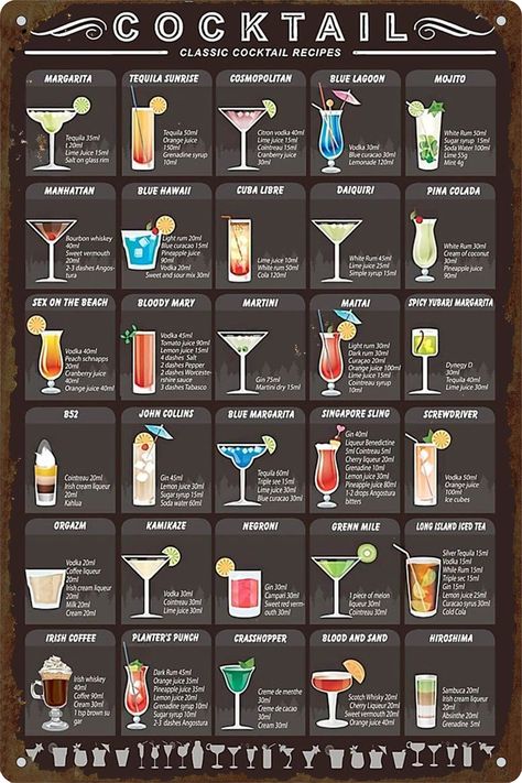 Weird Drinks, Bar Signs For Home, Mixology Recipes, Bartender Drinks, Cocktail Mixology, Dessert Original, Cocktail Drinks Alcoholic, Classic Cocktail Recipes, Yummy Alcoholic Drinks