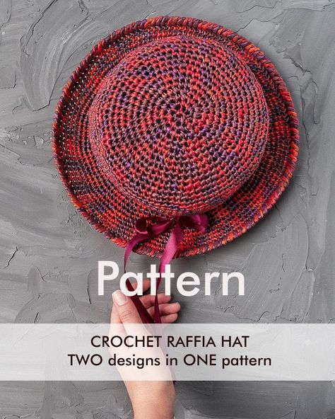 Raffia Hat Pattern, Crochet Raffia Hat, Crochet Hat Tutorial, Hat Pattern Crochet, Raffia Sun Hat, Reverse Single Crochet, Crochet Sun Hat, Hat Crochet Pattern, Raffia Hat