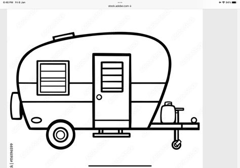 Caravan Drawing, Camper Logo Design, Camper Drawing, Camper Logo, Camper Quilt, Beach Camper, Anniversary Tattoo, Camping Ornaments, Camping Coloring Pages