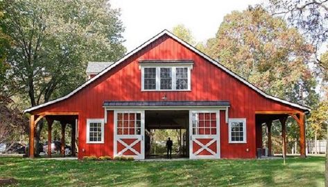 Timber Frame Porch, Plan Garage, Horse Barn Ideas Stables, Barn Apartment, Dream Horse Barns, Barn Shop, Barn Living, Country Barns, Barns Sheds