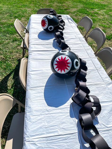 Mario Brothers Theme Party, Mario Bros First Birthday, Mario Party Party Ideas, Easy Mario Party Decorations, Mario Party Games In Real Life, Mario Party Birthday Games, Mario Kart Halloween Decorations, Super Mario Halloween Party, Nintendo Party Games