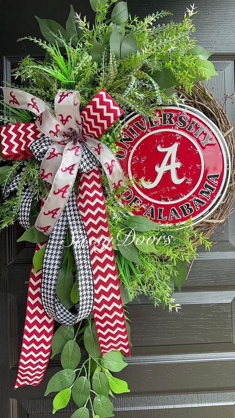 Sports Wreath, University Wreath, College Wreath, Alabama Fan Gift, Sports Door Wreath Broncos Wreath, Pride Wreath, Alabama Wreaths, Sports Wreath, Alabama College, Alabama Fans, Sports Wreaths, Football Wreath, Door Wreaths Diy