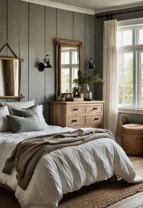 A-frame Interior, Country Style Bedroom, Farmhouse Bedroom Ideas, Primitive Bedroom, Primitive Home Decor, Apartment Decorating On A Budget, Modern Farmhouse Bedroom, Farmhouse Bedroom Decor, Country Bedroom