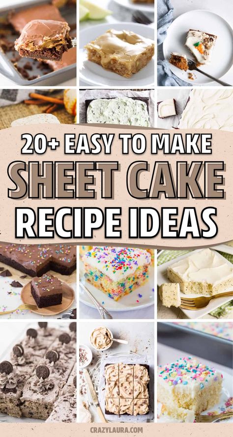 Looking for delicious and easy desserts to bake? Try these amazing sheet cake recipes that will leave you wanting more! Easy Sheet Desserts, Sheet Pan Treats, 8 Desserts In One Sheet Pan, Easy Cakes For Bake Sale, Fall Sheet Pan Desserts, 9 By 13 Desserts, Birthday Cake Bars, Sheet Cake Desserts For A Crowd, Half Sheet Pan Desserts