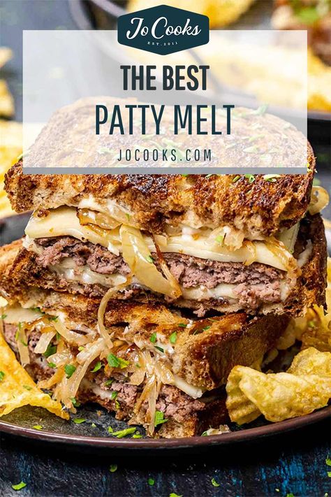 Simple Patty Melts are one of the greatest classic American diner foods known to mankind! These iconic sandwiches are absolutely delicious! #pattymelt #sandwich #recipe Short Rib Sandwich, Patty Melt Recipe, Lunch Dishes, Classic American Diner, Toasted Sandwiches, Juicy Hamburgers, Hamburger Dishes, 2023 Recipes, Jo Cooks