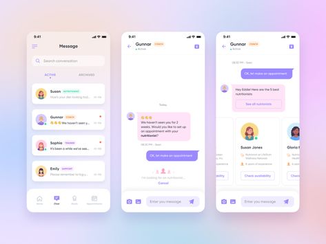 Chatbox Design, Chatbot App, Chatbot Design, Nutrition App, Mobile App Design Inspiration, App Interface Design, Digital Marketing Seo, Mobile Ui Design, App Design Inspiration