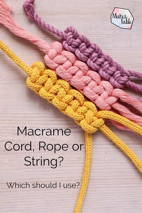 What Macrame Cord Should I Use? - Types Of Cord For Bracelets, Types Of Macrame Cord, Braided Cord Macrame Projects, Macrame Cord Sizes, Best Macrame Cord, Craft Cord Projects, 3mm Macrame Cord Projects, Macrame Cords, Macrame Heart