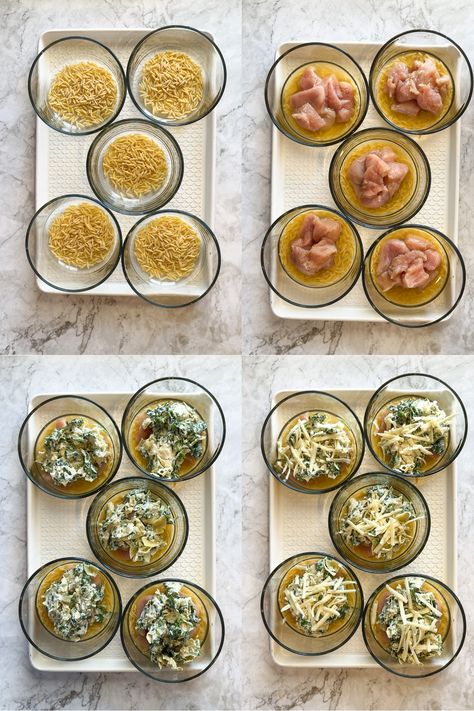 Spinach Artichoke Chicken Orzo Bakes - Stay Fit Mom Macro Bowls, Orzo Spinach, Stay Fit Mom, Macro Meal Plan, Spinach Artichoke Chicken, Lunch Prep, Bariatric Friendly Recipes, Chicken Orzo, Artichoke Chicken