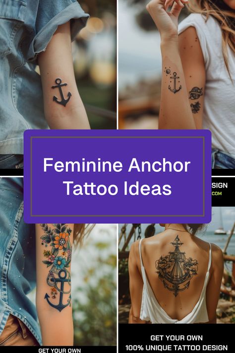 Discover unique anchor tattoo designs for females symbolizing stability and strength. Explore small anchor and planet, anchor with flower, lush anchor, and anchor with ship tattoo ideas. Get inspired for your next tattoo! Anchor With Octopus Tattoo, Anchor Tattoo Placement, Anchor Tattoo Designs For Women, Pretty Anchor Tattoos For Women, Boat And Anchor Tattoo, Anchor Tattoo With Name, Feminine Nautical Tattoo, Navy Anchor Tattoos For Women, Christian Anchor Tattoo