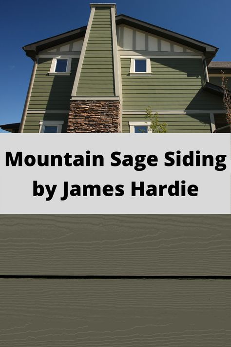 A natural green siding color that’s neither too light nor too dark, Mountain Sage is a great in-between. It pairs well with soft neutrals and will add character with its understated presence. James Hardie Mountain Sage, Mountain Sage Hardie Siding, Hardie Board Siding Mountain Sage, Juniper Ridge Vinyl Siding, James Hardie Mountain Sage Siding, James Hardie Rich Espresso Siding, Hardie Board Colors, Green House Siding, Hardie Board Siding Colors