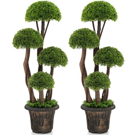 PRICES MAY VARY. 【Realistic Topiary Decoration】 The cypress topiary ball tree features 4 artificial topiary balls and twisted PE vines, which perfectly imitate the cypress tree. Besides, the tree trunk's weathered texture and simulated moss in the pot add to its authenticity, creating a lifelike and vibrant ambiance in any space. 【Sturdy & Durable Design】 The 4 sturdy trunks covered with PVC and PE vines of the artificial topiary tree are crack-resistant, ensuring stability and durability for ex Christmas Topiary Outdoor, Cedar Plant, Boxwood Tree, Outdoor Topiary, Backyard Garden Diy, Topiary Tree, Tree Artificial, Artificial Topiary, Cedar Tree