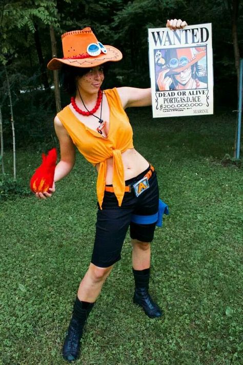 Female Ace One Piece Cosplay, Ace Cosplay One Piece, One Piece Costume Halloween, Ace Female Cosplay, One Piece Cosplay Female, One Piece Halloween Costume, Ace Cosplay, One Piece Costume, Made Costume