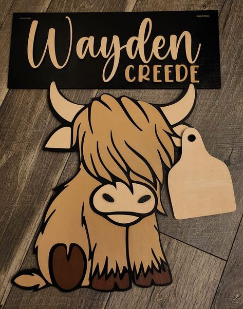 Cow Hospital Door Hanger, Highland Cow Nursery, Door Hanger Baby, Cow Nursery, Hospital Door Hanger, Hospital Door Hangers, Baby Door Hangers, Hospital Door, Baby Name Signs