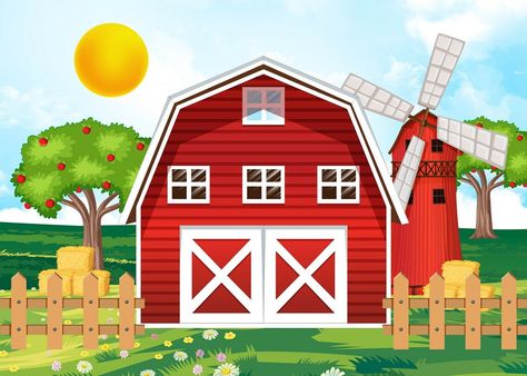 Barnyard Backdrop, Kids Birthday Backdrop, Red Barn Photos, Farm Backdrop, Barn Backdrop, Farm Animals Theme, Happy Farm, Barnyard Party, Barnyard Birthday