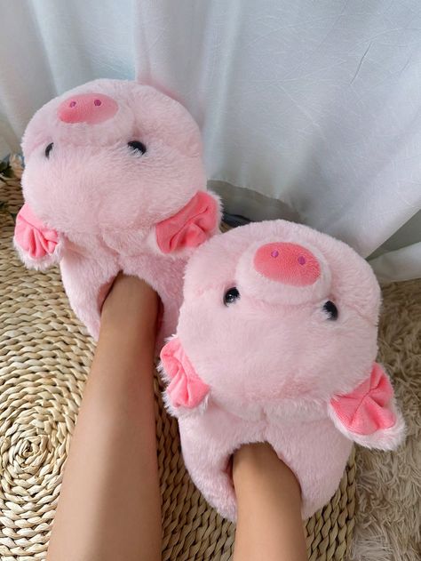 Pink  Collar     Embellished   Women Shoes Pig Slippers, Summer Graduation Dress, Fur Sliders, Cute Piggies, Summer Bodycon Dress, Rose Bonbon, Home Slippers, Summer Black Dress, Warm Shoes