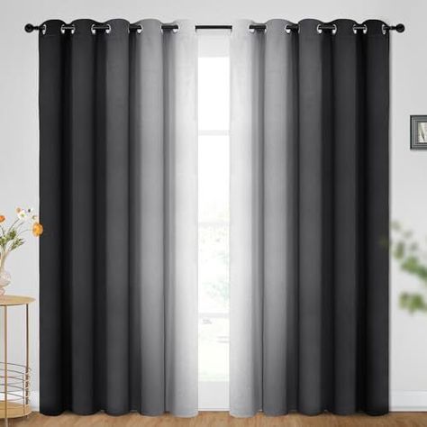 Return Policy Fast Delivery Trusted seller Ombre Room Darkening Curtains for Bedroom, Gradient Black to Grey White Light Blocking Thermal Insulated Grommet Window Curtain/Drapes for Living Room,2 Panels, 70x84 inches Length Product Description 2 PANELS SET: Sold pair(set),each window panel measuring 70" wide x 84" length with 10 grommets. The unique design of silvery grommet (1.6 inch inner diameter) creates fashion for your house, which makes the curtains easy to install and slide. FASHION DESI Office Curtains, Brown Curtains, Light Blocking Curtains, Drapes For Living Room, Simple Curtains, Curtains For Bedroom, Grey Curtains, Black Curtains, Darkening Curtains