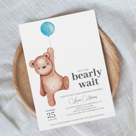 Teddy Bear Boy Baby Shower Invitation Safari Baby Shower Boy, Baby Shower Invitation Boy, Safari Baby Shower, Safari Baby, Boy Baby Shower, Baby Shower Invitations For Boys, Boy Baby, Baby Cards, Baby Shower Invitation