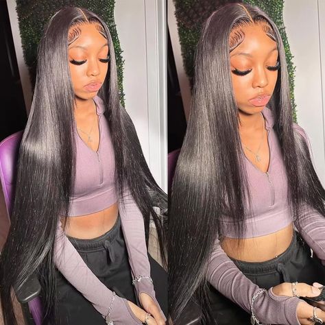 Middle Part Lace Front Wigs Straight, Straight Hair Wigs For Black Women, Frontal Lace Wig Styles, Simple Wig Hairstyles, Middle Part Wig Straight, Frontal Sew In, Straight Frontal Wig Hairstyles, Black Wig Hairstyles, Straight Wig Hairstyles