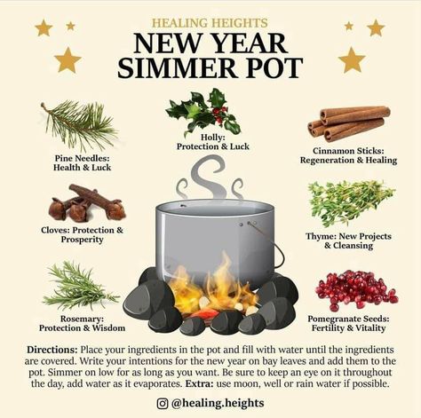 New Year Simmer Pot, Simmer Pots, Simmer Pot Recipes, Kitchen Witch Recipes, Stove Top Potpourri, Potpourri Recipes, Simmer Pot, Witch Spirituality, Kitchen Witchery