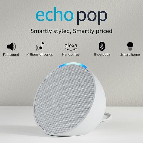 Amazon Echo Pop| Smart speaker with Alexa and Bluetooth| Loud sound, balanced bass, crisp vocals| White SHOP NOW⬇ https://amzn.to/3UAnPAt Smart Speaker, Amazon Echo, White Shop, Bass, Speaker, Shop Now, Sound, White