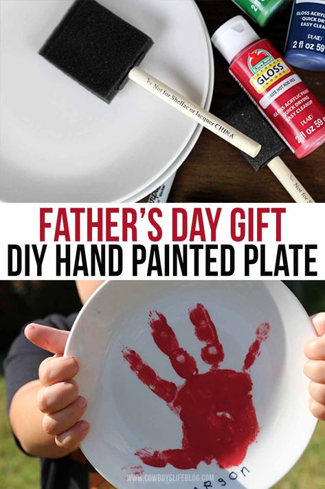 Father’s Day Crafts For Kids Plates, Diy Grill Platter For Dad, How To Make A Plate With Hand Prints, Bbq Plate Fathers Day, Diy Hand Print Plate, Hand Print Plates How To Make, Papa Grilling Plate, Father’s Day Craft Bbq Plate, How To Paint A Plate Diy