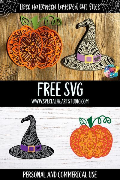 Free Halloween Layered Mandala Cut Files for Cricut and Silhouette. Pumpkin and Witch Hat designs are perfect for your Halloween decor. Cricut Halloween Decorations, Graphics Resources, Cricut Svg Files Free, Layered Mandala, Idee Cricut, Free Svgs, Cricut Halloween, Cricut Tips, Cricut Projects Beginner