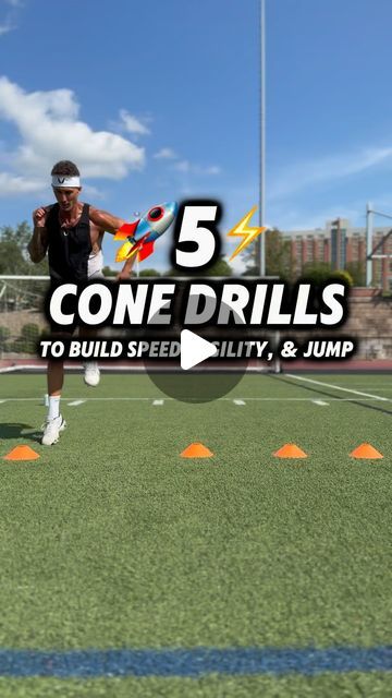 Brad Becca | Fitness Coach on Instagram: "🚀5 Explosive Cone Drills To Build Speed, Agility, & Jump!💥

👥 Follow BradJBecca
📲 Share | Save | Tag a Friend

Ready to take your training to the next level?! 🔝 Get outside & work these cone drills to build speed, agility, change of direction, & explosiveness!⚡️

♾️ @asrv 

#plyometrics #speedandagility #jump #jumptraining #athlete" Cone Agility Drills, Cone Drills Workouts, Agility Drills, Agility Workouts, Cone Drills, Speed Workout, Agility Training, Speed Training, Soccer Skills