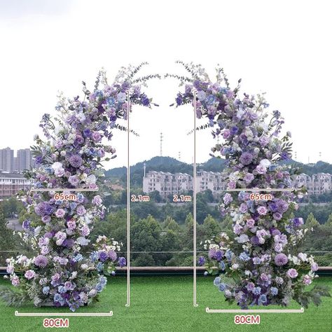 Purple Rose Hydrangea Artificial Wedding Floral Row Archway,flower Row Wedding Arrangement Flower,party Event Stage Decor Flower Horn Arches - Etsy Lilac And White Wedding Decor, Flower Arch Purple, Purple Wedding Arches, Purple And Grey Wedding Ideas, Fairytale Spring Wedding, Beach Purple Wedding, Light Purple Wedding Decorations, Purple Pink And Orange Wedding, Purple Wedding Venue Decorations