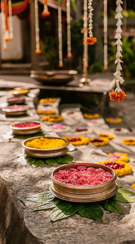 A fun filled Tam-Bram wedding we organized at Tamarind Tree, Bangalore Wedding Table Garland, Luxury Indian Wedding, Food Indian, Rustic Wedding Decorations, Mandap Decor, Desi Wedding Decor, Marriage Decoration, Tamil Wedding, Mehndi Decor