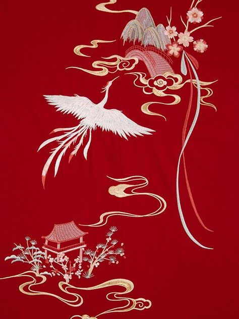 Chinese Pattern, Chinese Art Painting, Chinese Embroidery, Japanese Artwork, Herons, Embroidery Flowers Pattern, Japanese Embroidery, China Art, Chinese Patterns