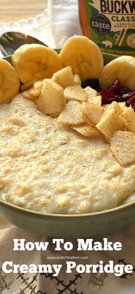 Creamy Porridge Recipe, Oat Flour Porridge, Creamy Oats Porridge, English Porridge Recipes, Best Porridge Recipe, Summer Oatmeal Recipes, Creamy Oatmeal Recipes, Creamiest Oatmeal, Oatmeal Porridge Recipes